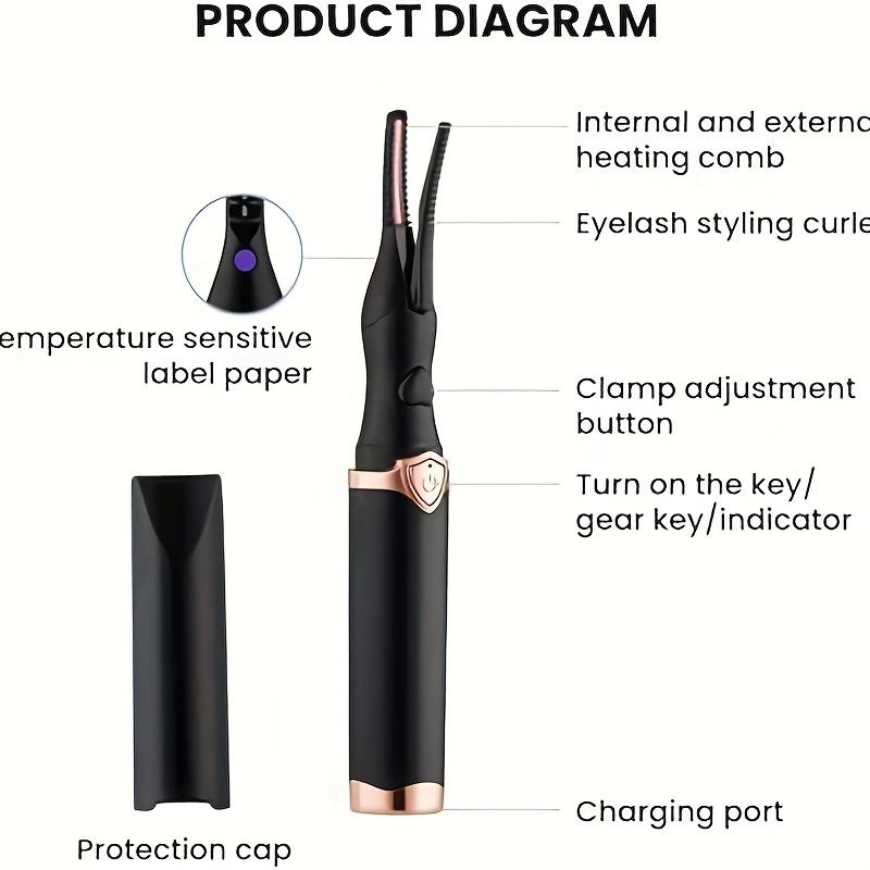 Heated Eyelash Curler USB Rechargeable Electric Eyelash Curler24H Long-Lasting Natural Eyelashes 3 Heating Modes