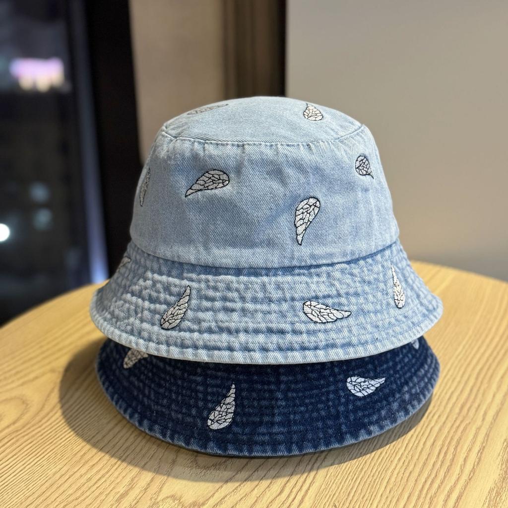 Spring and summer new embroidered denim fisherman hat for women, washed vintage style2026Versatile outdoor sun protection bucket hat trendy