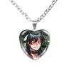 Solivan Brugmansia Sol 'The Kid At the Back' Anime Glass Cabochon Heart Shaped Pendant Necklace Charm Jewelry Gift