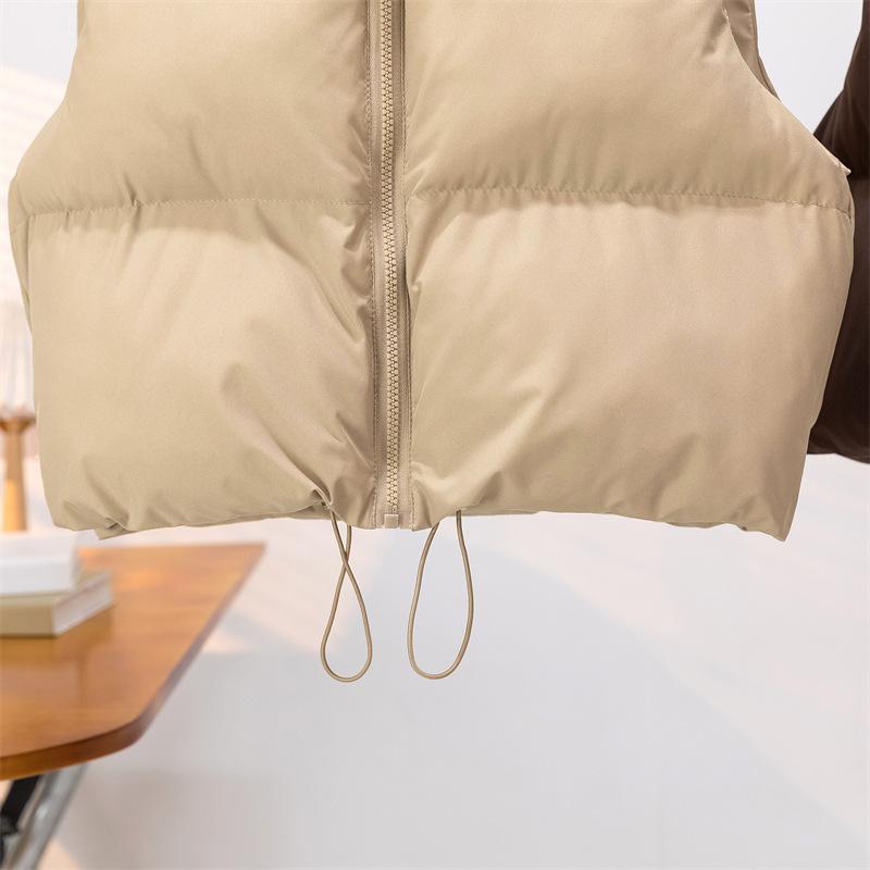 Gilet da donna autunno e inverno colletto spesso caldo sezione corta senza maniche in cotone canottiera giacca