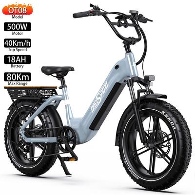 ONESPORT Bicicleta Eléctrica OT08 20" Motor 500W Frenos de Disco Doble Shimano 7 Velocidades Pantalla LCD Bicicleta Eléctrica Todoterreno