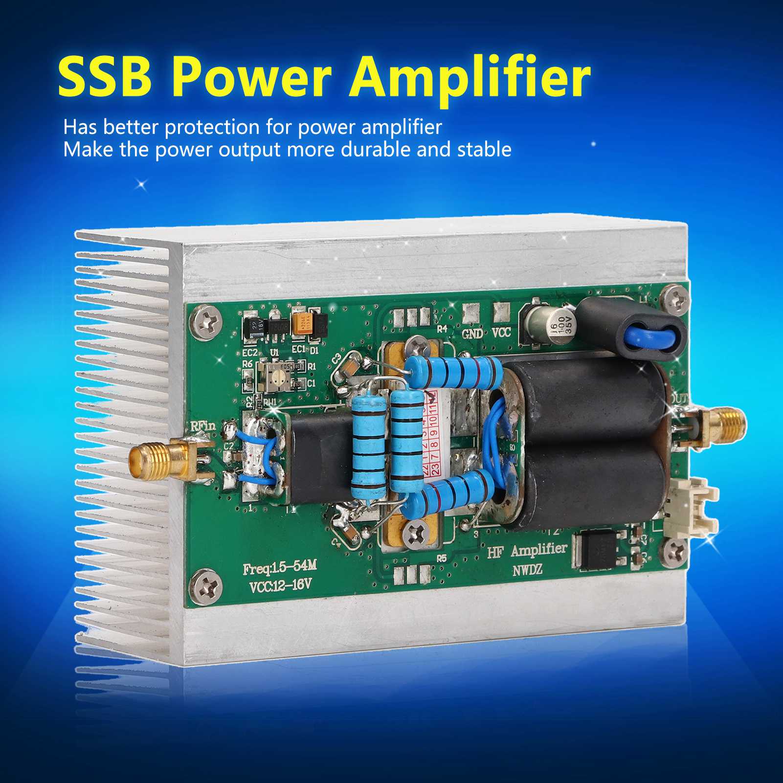 Amplificateur de Puissance HF Linéaire 1,5-54 MHz SSB Amplificateur Basse Puissance Carte pour Radio HAM FT-817 KX3 CW AM FM