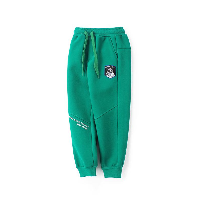 

Теплые зимние брюки для мальчиков в корейском стиле с флисовой подкладкой и вышитыми деталями 120cm зелёный