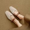 Krazing Pot Microfiber Mules Weaving Summer Size 41 Low Heels Slingback Party Shoes Women Square Toe Gladiator Hollow Out Pumps