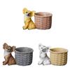 Decorative Planter Puppy Resin Statue Dog Sculpture Plant Container Flower Basket for Home and Gardens Decoration