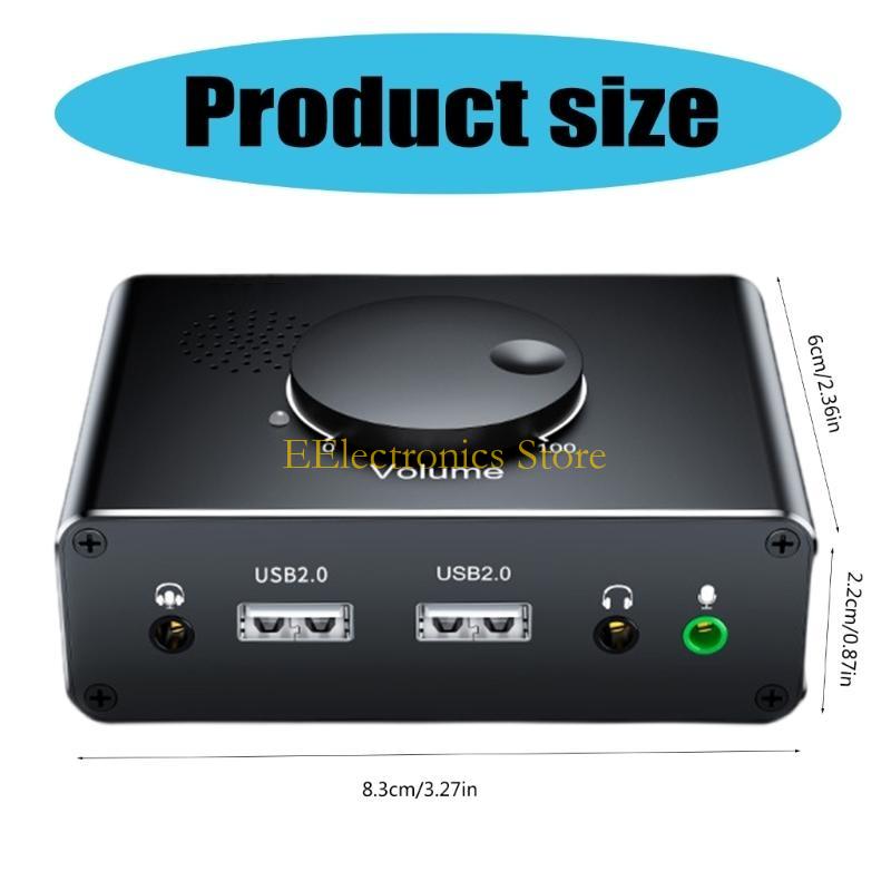 B03C USB External Sound Card USB Adapter for PC Laptop Desktops Stereo Sound Card with 3.5mm Interfaces USB Volumes Control