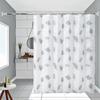 Shower Curtain Gray White Leave Curtains for Toilet Water Resistant PVEA Fabric Bathroom Curtain Modern Style with Hooks 111cm
