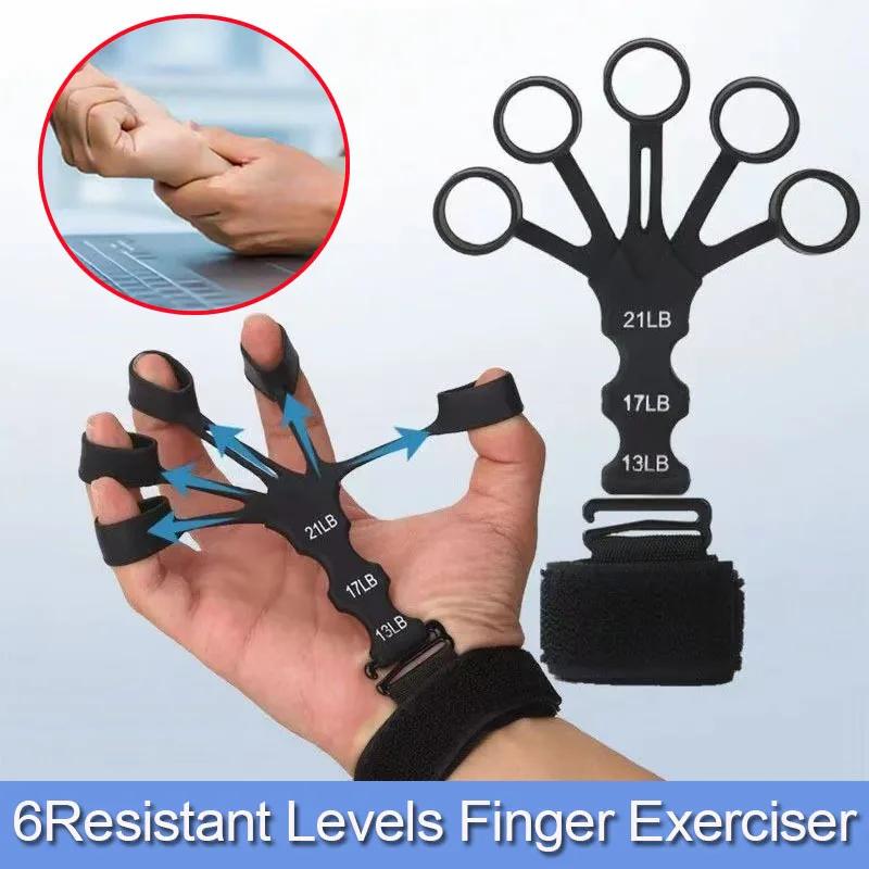 Silicone Finger & Wrist Rehab System - 5-Finger Flexion/Extension Trainer for Physical Therapy with Adjustable Resistance