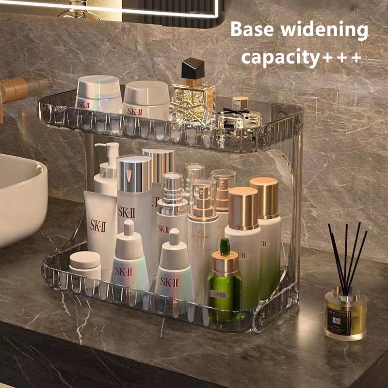 

Bathroom Double Layer Storage Rack Bathroom Sink Cosmetics Storage Rack Desktop Washstand Skincare Product Storage Rack Display прозрачный