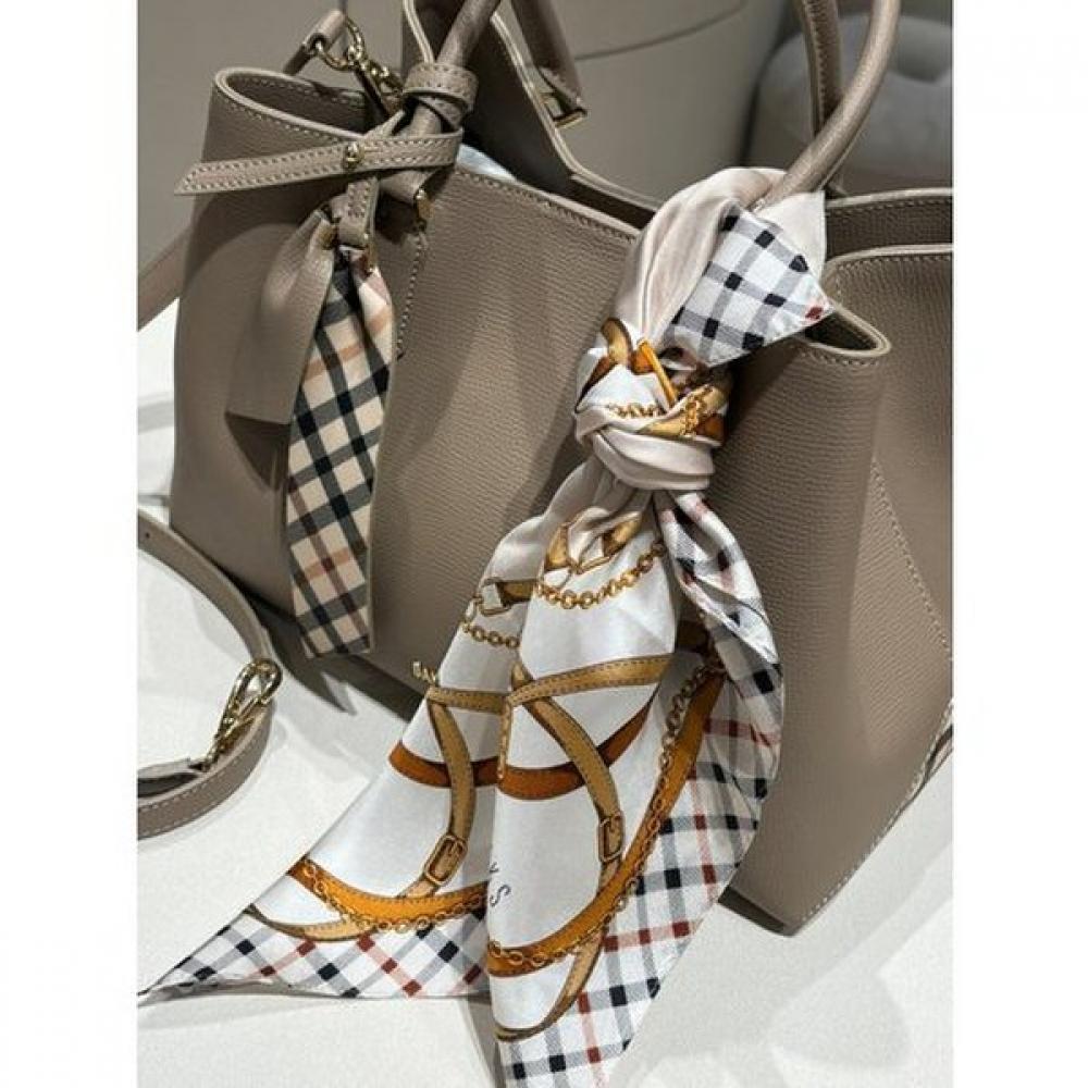 Daks Béžová Kostkovaná Taška přes Rameno Hedvábný Šátek Dcba4e132i2 Dcsc4e144i2