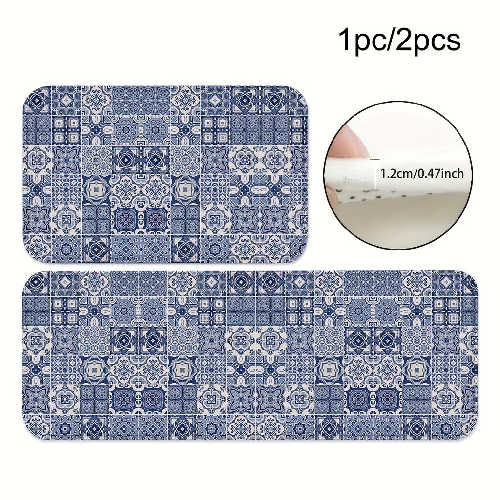 1Pcs Anti Fatigue Kitchen Rugs, Bohemian Print Waterproof Non-Slip Thick Cushioned Kitchen Mat Heavy Duty Comfort Standing Mat for Kitchen