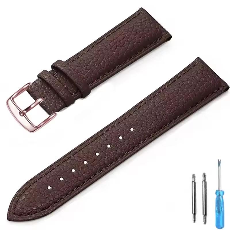 Litchi Pattern Soft Leather Watch Band Bracelet 12mm 14mm 16mm 18mm 20mm 22mm Replacement Wrist Straps Watchbands