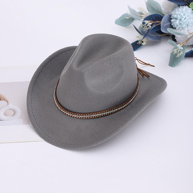 Western Cowboy Hat, Rivet Jazz Hat, Upturned Top Hat, Big-brimmed Felt Hat, Sunshade Woolen Hat, Men and Women