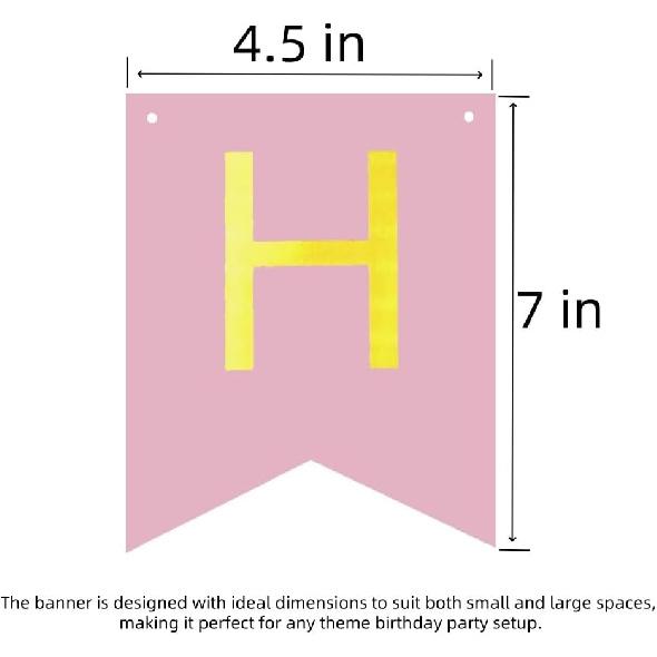 Happy Birthday Banner Pink Birthday Signs Party Supplies Garland Decorations Nursery Hanging Decor (Soft Pink)