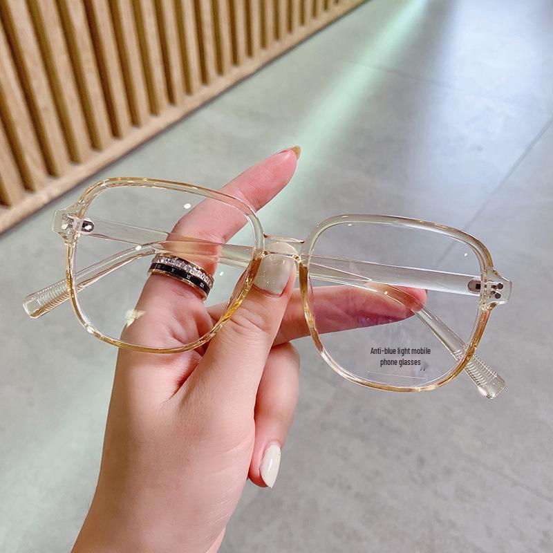 TR Fashion Anti-Blue Light Large Frame Glasses for Men  Women, Slimming Flat Lenses for Large Faces