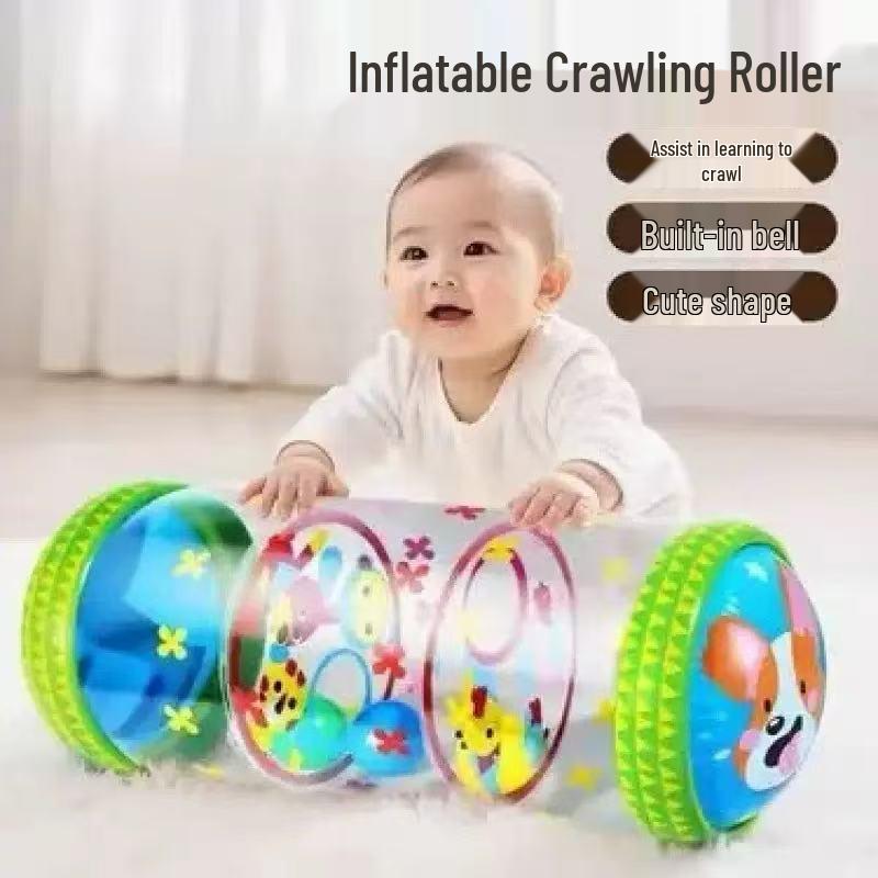 Infant Inflatable Crawling Roller with Bell: Walking Guide & Early Education Toy for 6-12 Months
