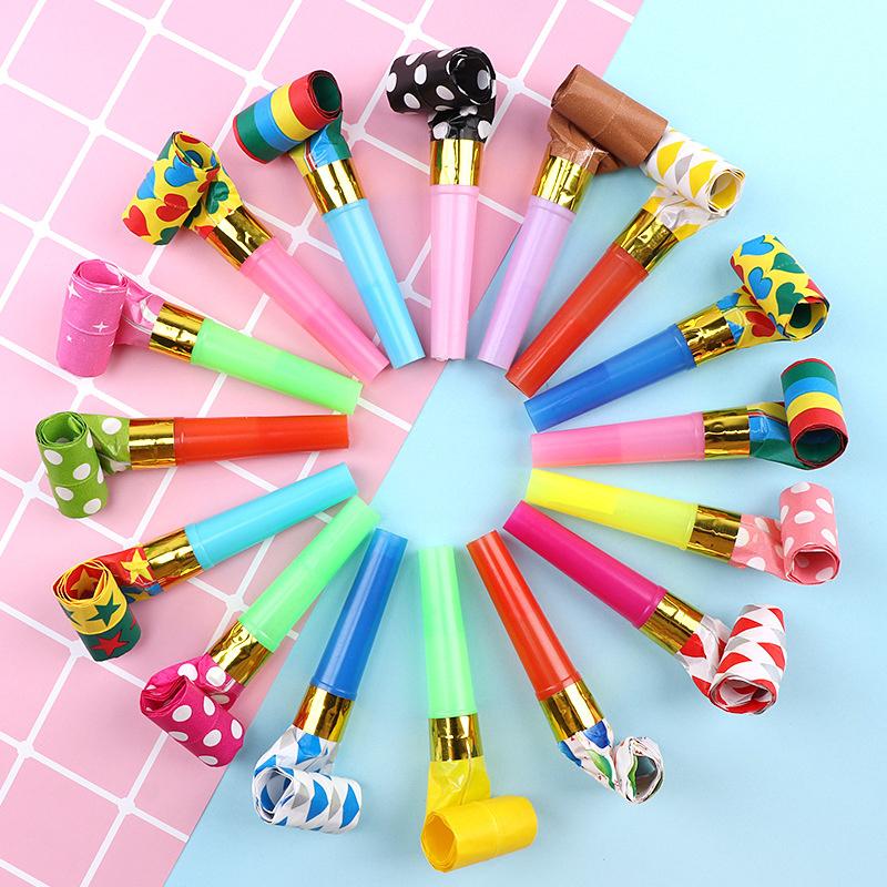 25pcs Party Blower Colorful Birthday Noisemakers Random Color Party Blow Horns Whistles Blowouts Festival Celebration Supplies