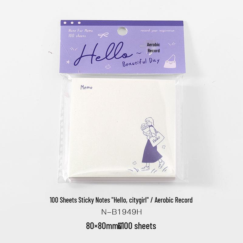 100 Sheets of Sticky Notes: Korean Style City Girl Planner for Office Memos & Messages