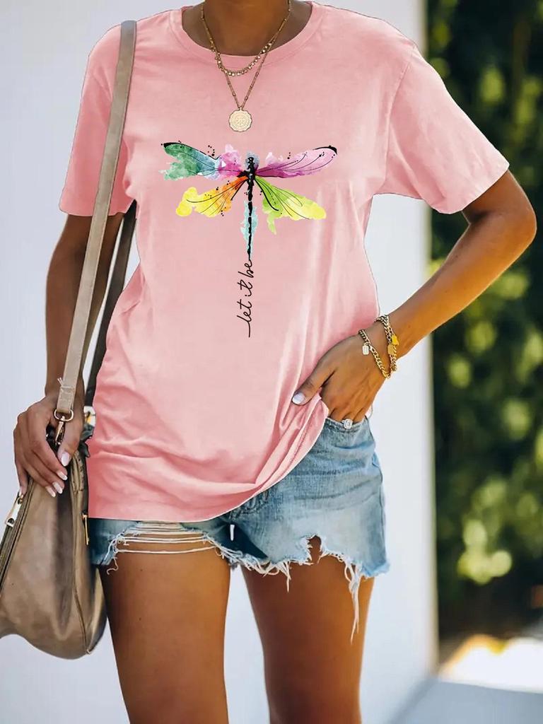 2024 Women's Short Sleeve Dragonfly Top