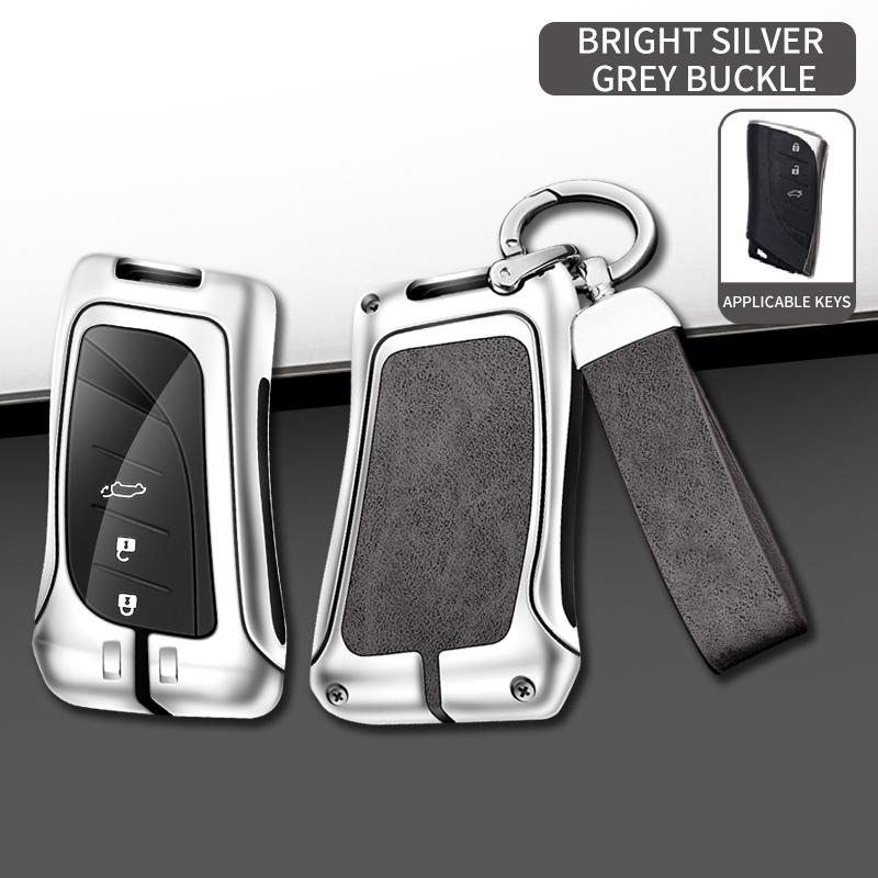 Leather Car Metal Key Case Cover For Lexus Es200 Rx300 Ls500H Nx26 Keyless Bag Protector Shell Keychain Auto Accessories