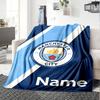 Custom Name Manchester City Theme Printed Blanket Perfect For Couch Bed Travel Outdoor Use Machine Washable Cozy Durable