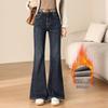 2026 Autumn/Winter Women's High-Waisted Velvet Micro-Flare Jeans: Elegant, Slimming, and Cozy Denim.