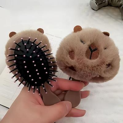 Pettine Portatile a Cuscino d'Aria Cartone Animato Compatto Antistatico Soffice Massaggiante Spazzola Liscia Flessibile per Capelli Cuoio Capelluto