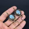 Blue Chalcedony 999 Copper Wire Wrapped Earrings, Handmade Gemstone Earrings Jewelry, Gifts For Wife Brand New Earrings
