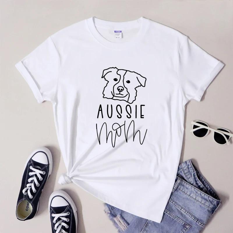 Aussie Mom TShirt Cute Australian Shepherd Graphic Tee Shirt Funny Dog Mama Gift Tshirt Camiseta M