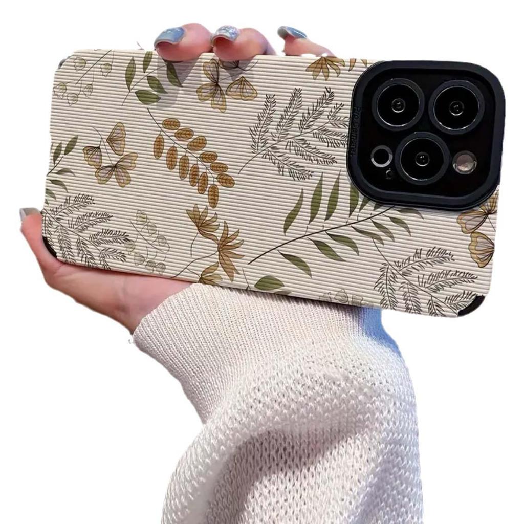 Premium Blätterdesign iPhone 15 Pro Max/14/XR/XS Max Vollkantenschutzhülle