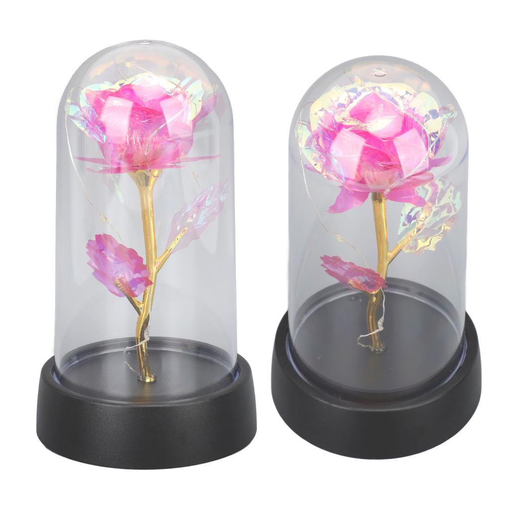 Colorful Light Up Rose in Glass Dome Birthday Gifts Ambient Lighting Light Up Artificial Flower Rose for Anniversary
