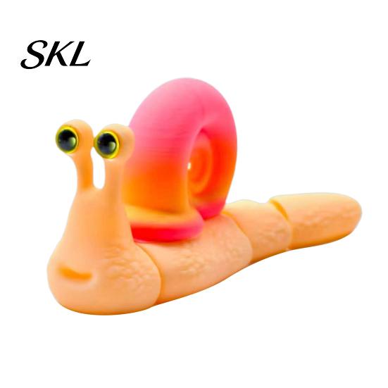 Colorful Snail Sculpture 3D Printed Figurines, Articulated Toy, Movable Joints Animal Twist Segmented Structure Toy Fidgety for Home Office