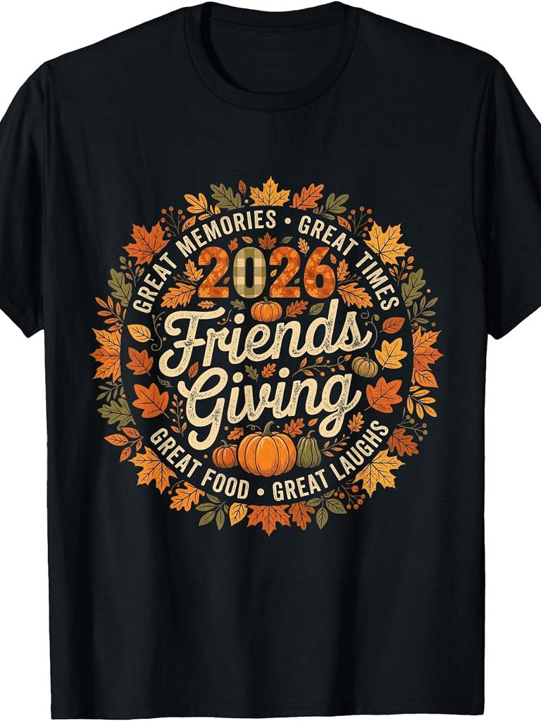 Unisex T-shirt Friendsgiving 2026 Thanksgiving Fall Retro Friends Giving T-Shirt