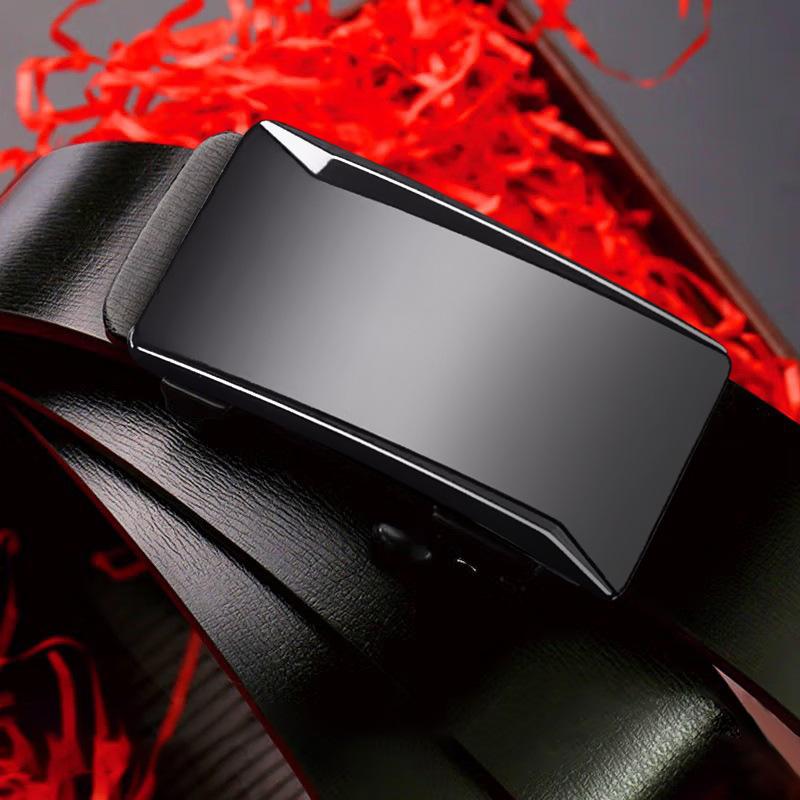 Genuine Leather Men's Belt High End Business Toothless Automatic Buckle Leather Belt for Middle Aged and Young Men's Belt
