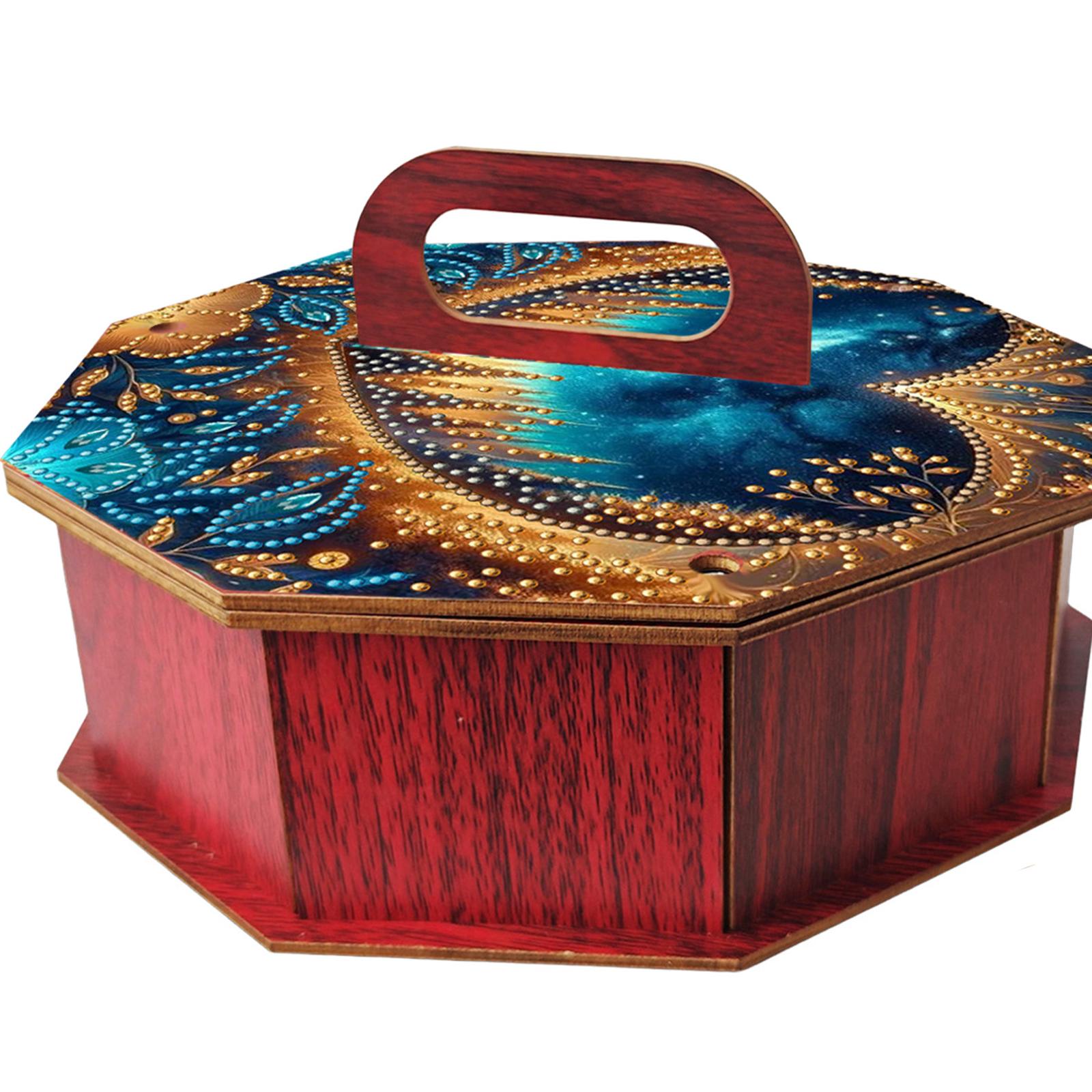 5D DIY Diamond Art Handmade Wood Container with Lid Diamond Painting Jewelry Box Special Shaped Autumn Home & Desktop Decor Gift