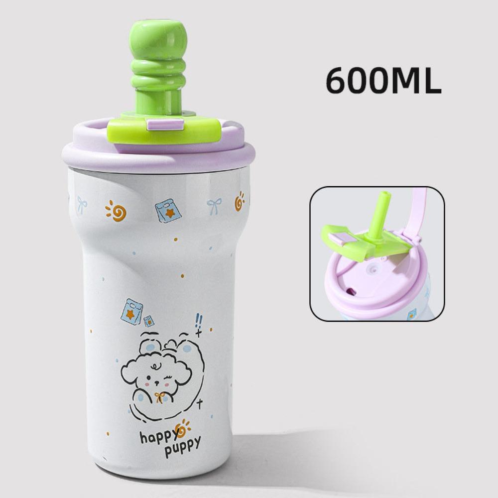 Cute 600ml Vacuum Cup 316 Ceramic Stainless Steel Insulated Cup Cartoon Large Capacity Water Mug