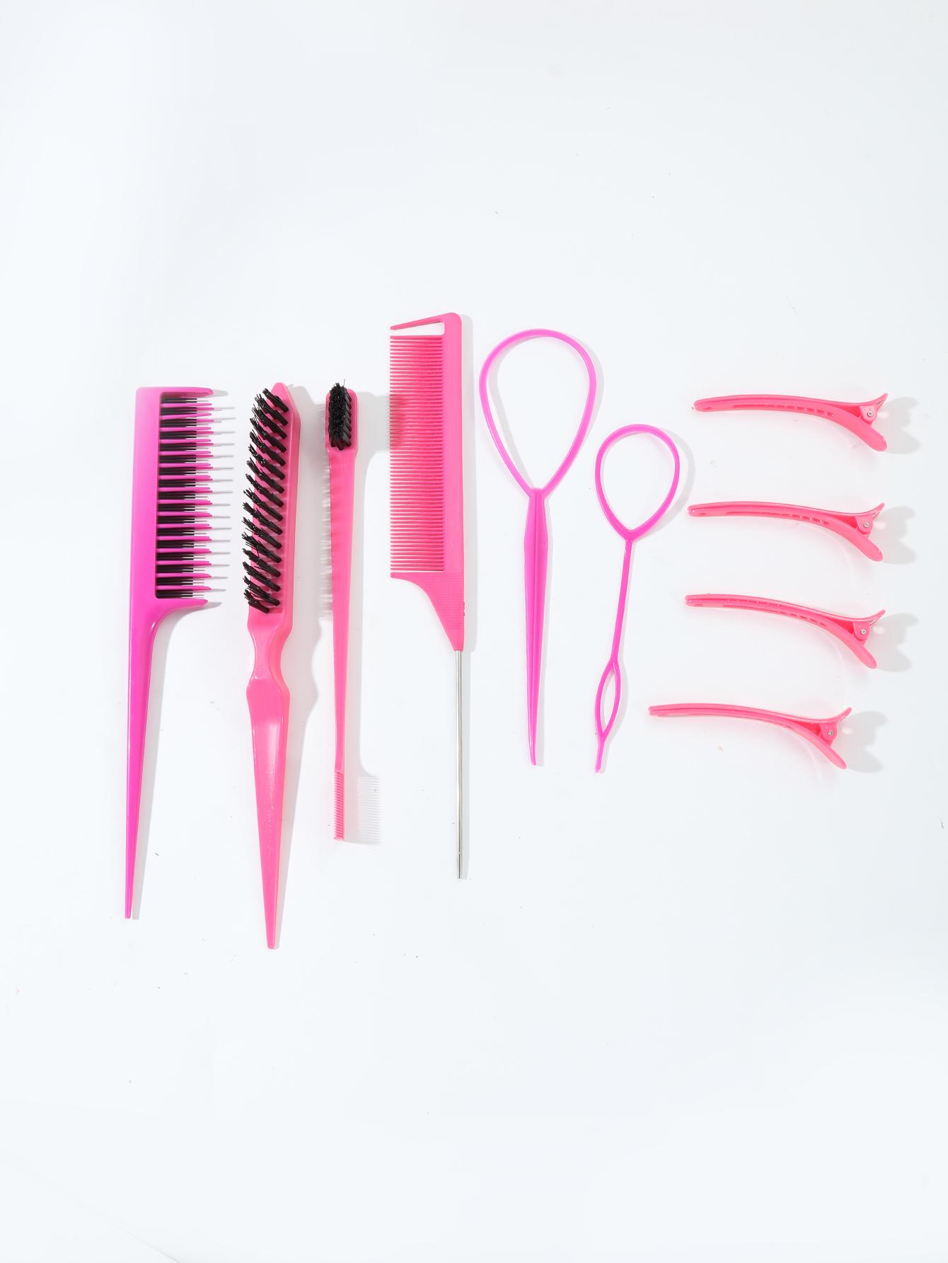 

10 piece styling comb set teasing comb triple teasing comb mouse tail comb edge brushing hair tail tool weaving tool ring