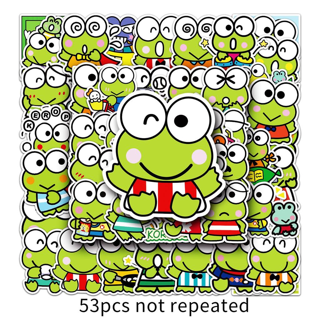 53 Sanrio Keroppi Cartoon Sticker Set for Suitcases, Laptops, and Phones
