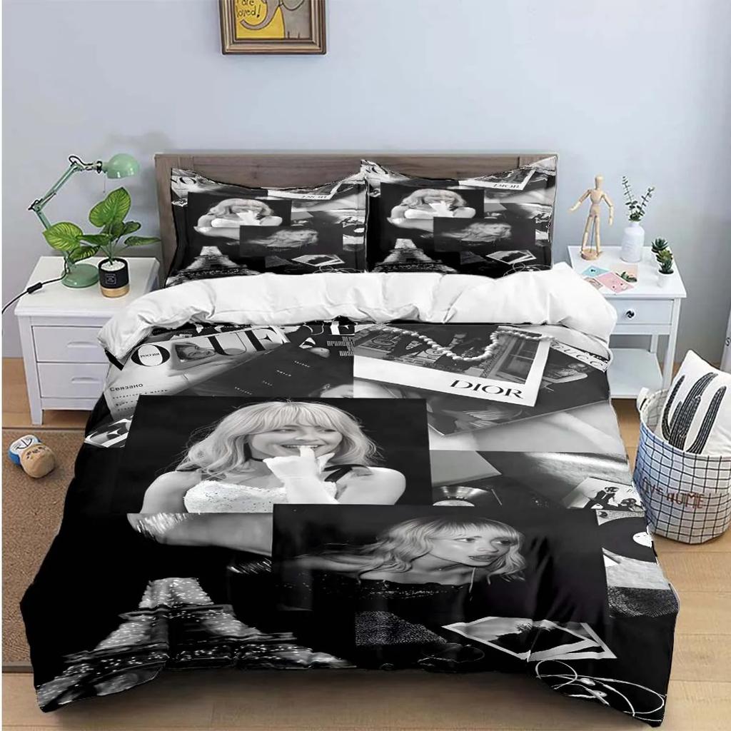 Comforter Pop Female Singer S-Sabrina Print Bedding Sets Exquisite Bed Supplies Set Bed Comforter Set Bedding Set Luxury Gift