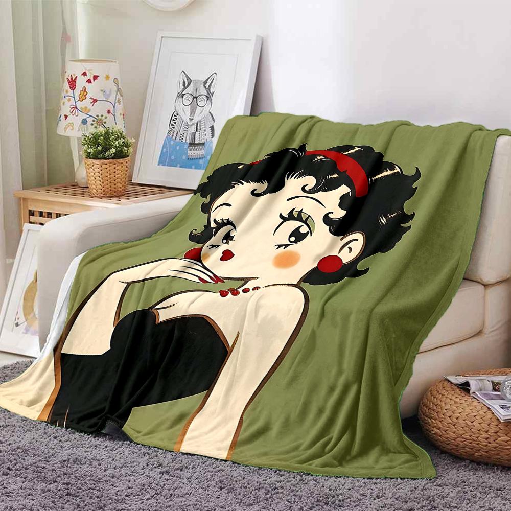 1Pc Betty Boop Dress Blanket For Couch Bed Plush Cozy Fuzzy Blanket Super Soft Warm Blankets For Fall And Winter 09186