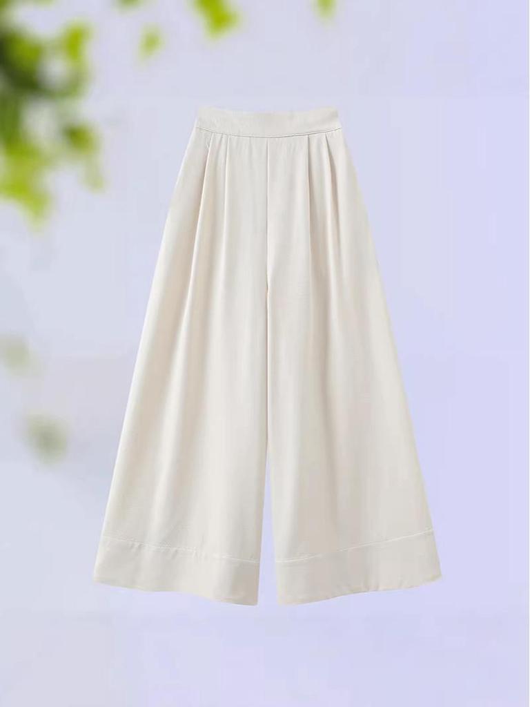 Chinese Style Slimming High-Waisted Wide-Leg Pants