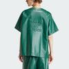Adidas Originals Adicolor Faux Leather Shirt with Embossed Logo and Three-Stripe Block Men Tops Forest-Green IZ4047