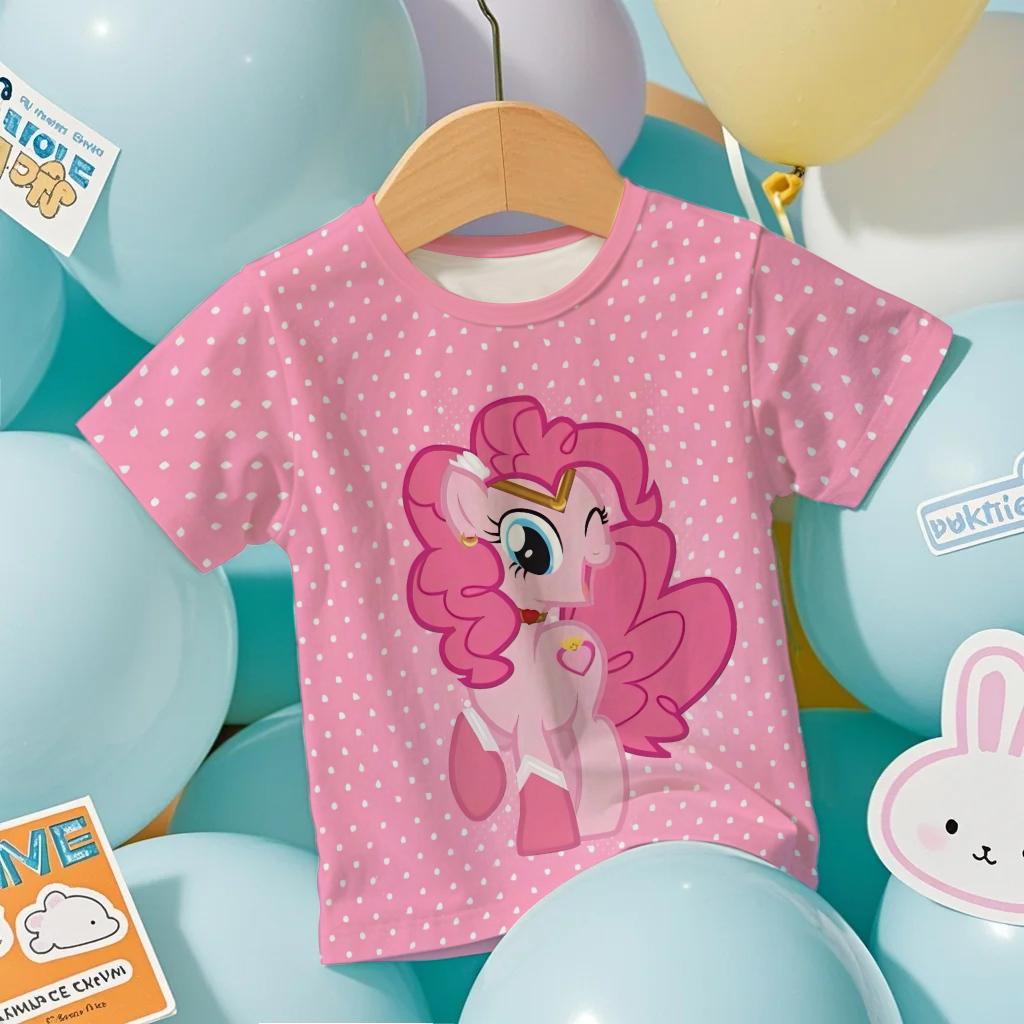 2026 new Hot Sale Casual Kids Teenager Boys Girls My Little Pony Cartoon Print New Summer Fashion Short Sleeve Tops