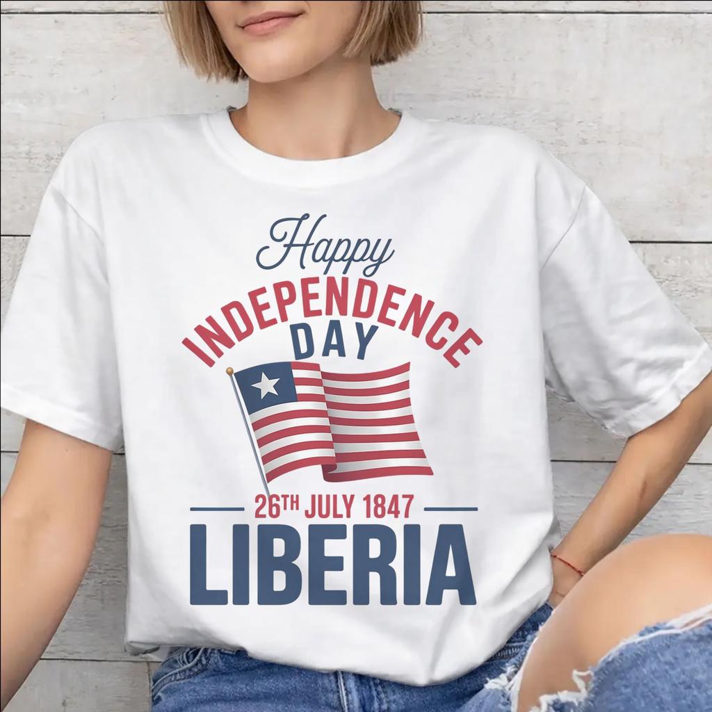 Fashion Liberia Independence Day T Shirt for Men Women 100 Cotton Tee Shirt Short Sleeve Clothing