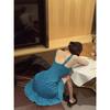 Mini Abito Bodycon Senza Maniche con Scollo a V in Pizzo e Spalline Sottili, Orlo Arricciato, Donna Festa Club