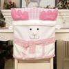 European Style Pink Christmas Chair Cover with Santa Claus Doll - Festive Home & Restaurant Decor