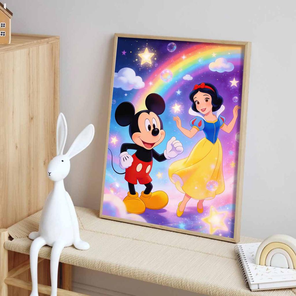 Disney Diamond Art Painting Kit Snow White Mickey Mouse Rainbow Home Wall Decor Handmade Gift