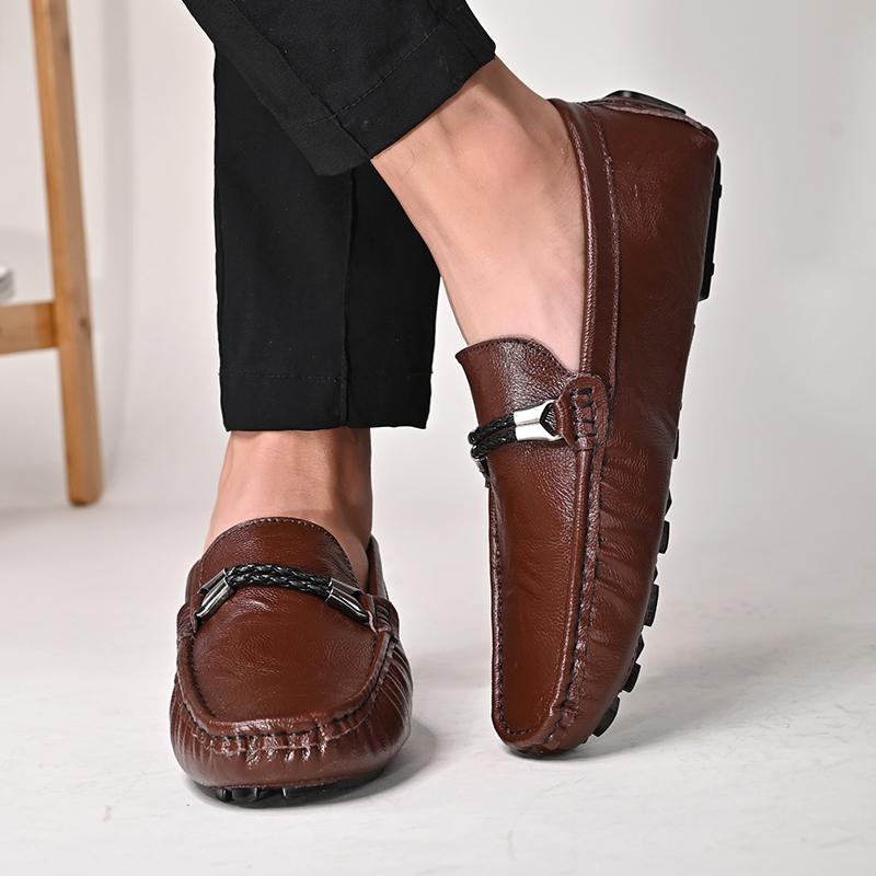 Fashion New Large Size Men's 100% Cowhide Leather Shoes Soft Soles Comfortable Anti-slip Wear-resistant Men's Casual Leather Shoes