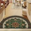 1Pcs Green Mosaic Floral Semi Circle Welcome Doormat Non-Slip for Outdoor Patio Porch Kitchen Bathroom Entryway Floor Mat