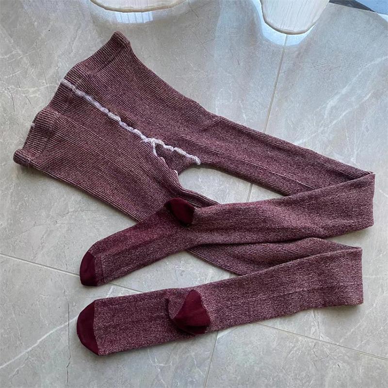Beliebte Herbst Winter Gestrickte Damenstrümpfe Bestseller Gestrickte Streifenstrumpfhosen Strumpfhosen Strumpfwaren Beinwärmer für Herbst Winter One Size gray
